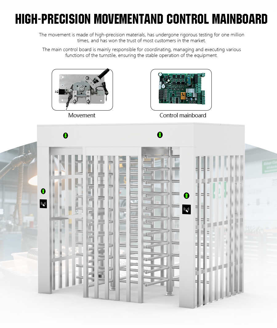AC220-240V Full Height Security Turnstile OR code Revolving Entrance Gate