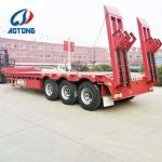 3 axles 60tons low flat bed/low boy semi truck trailer heavy loading excavator