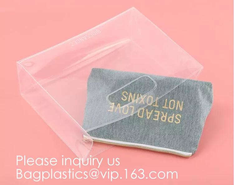 Vinyl Transparent PVC Gusset Bag Plastic Tote Shopping Bag For Packaging TPU Laser Makeup Handbag PVC Cosmetic Shopping