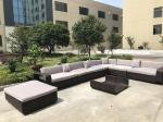 Sectional Outdoor Rattan Sofa Furniture Set Resin Wicker L Shaped Sofa Bed