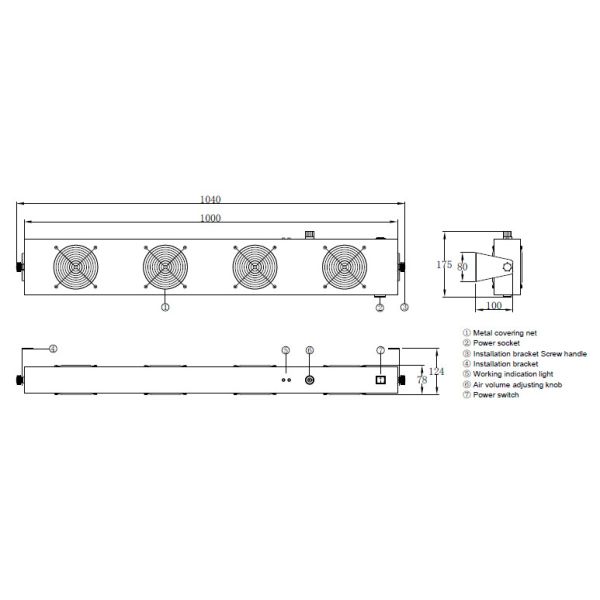 Four Fans Static Elimination Devices Overhead Ionized Air Blower For Packaging Machinery