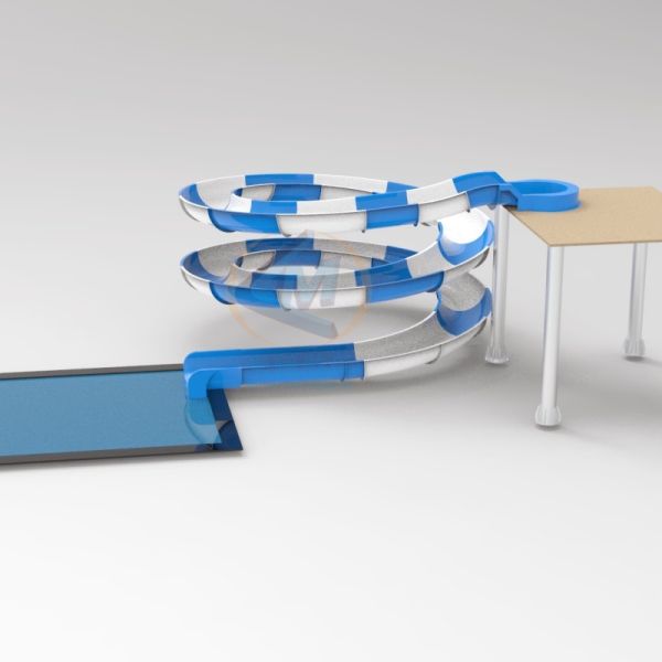 Fiberglass Water Park Spiral Slide Bright Surface With Low Platform