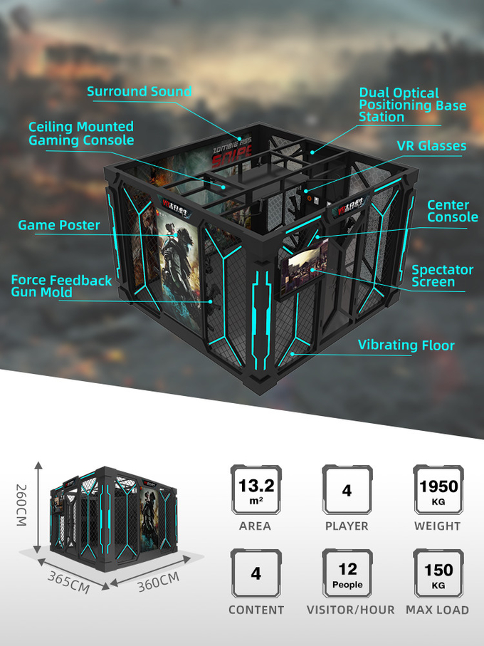 Fiberglass 9d Vr Shooting Simulator Room Walking Platform Virtual Reality Games Multiplayer
