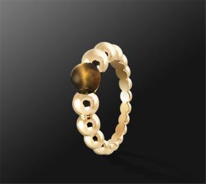 Wholesale Women'S Engagement Yellow 18K Gold Ring Round Shape With Tiger'S Eye Stone from china suppliers