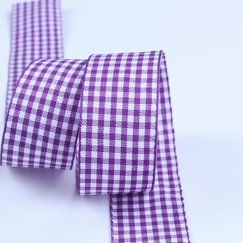 2.5cm Polyester Plaid Ribbon for Gift Packing and Chocolate Box Ribbon Bow Decoration