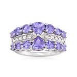 1.25 Carat 4 Prong Ovate Natural Tanzanite And Accent White CZ Sterling Silver
