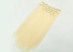 Yellow Clip In Natural Hair Extensions , Straight Full Head Clip In Hair