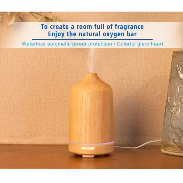 Waterless 100ml Wood Grain Aroma Diffuser ROHS FCC Ultrasonic Mist Humidifiers