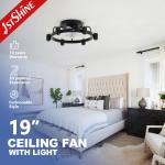 Bedroom Industrial Easy To Install Flush Mount Ceiling Fan With Light