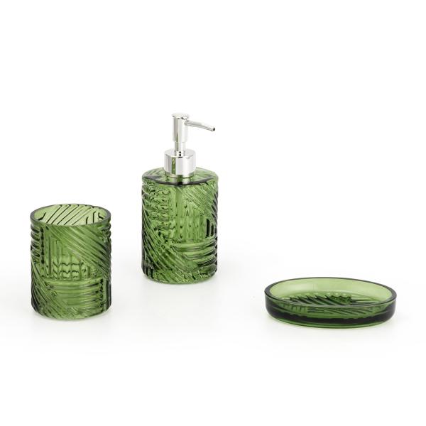 Carved Style Glass Soap Foam Dispenser Toothbrush Holder Bathroom Accessories