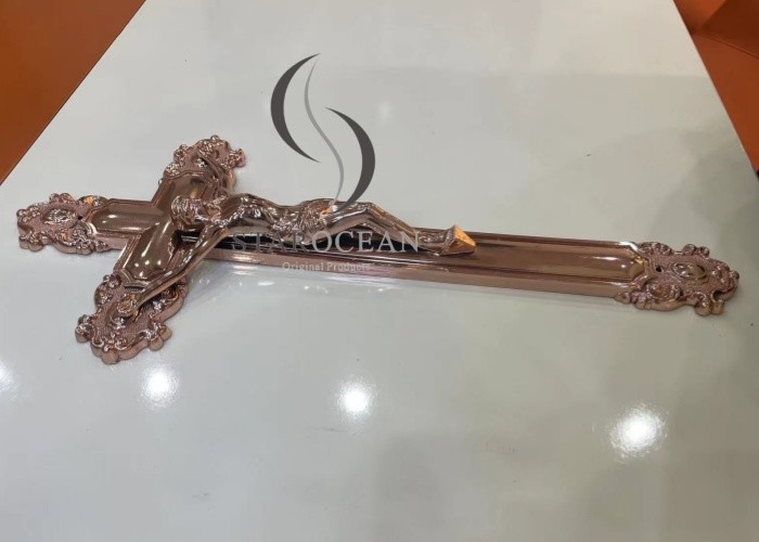 Gold High Quality Plastic Jesus Funeral Cross Coffin Accessories OEM/ODM Service PJ03