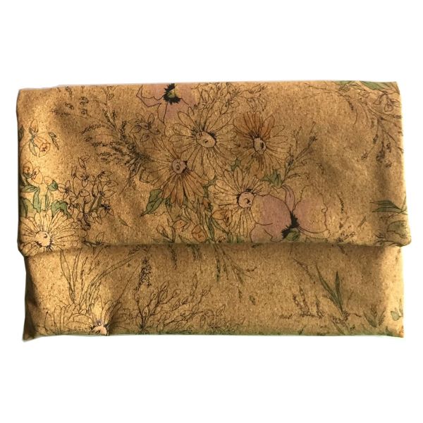 Printed Artwork Style Cork clutch 6.7''x4.5'' with button closure, customized color is available