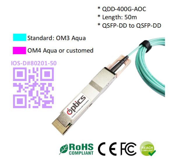 QSFPDD-400G-AOC50M 400G QSFPDD To QSFPDD AOC (Active Optical Cable) Cables 50M