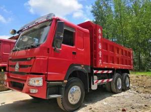 Wholesale Red Euro 2 Used Howo Trucks , HW76 Cab Second Hand Dumper Truck from china suppliers