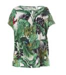 Green Printing Ladies Fashion Tops Summer Round Neck T Shirt Short Or Long