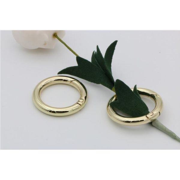 High end handbag accessories 1 inch gold metal spring ring clasps for webbing