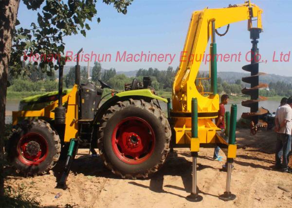 Hydraulic concrete pole erection machine for drilling deep earth hole, pole