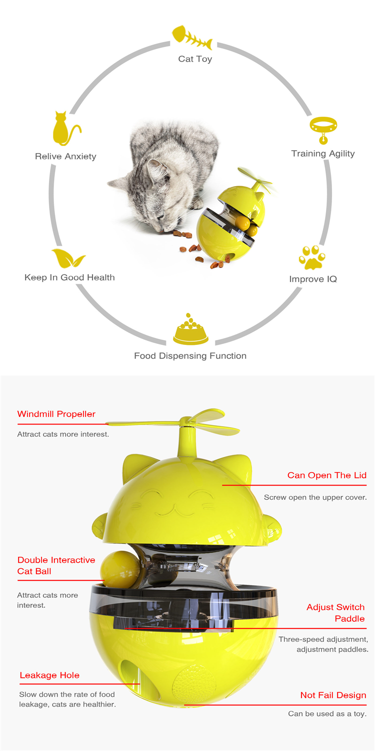 Cat High Interactive Toy With Balls Cat Tumbler Rotating Puzzle Slow Feeder Kitten Training Toy