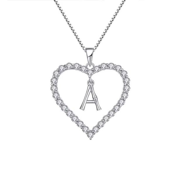 YASVITTI 925 Sterling Silver Jewellery Heart-Shaped Necklace With A-Z Charms