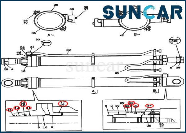 Case Parts CX800 LZ00439 Arm Repair Seal Kit Crawler Excavator Cylinder Sealing