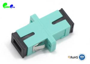 Wholesale Multimode OM3 SC Simplex 50 / 125μm Fiber Optic Adapter With Full Flange Aqua Plastic Body from china suppliers