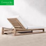 Modern Teak Chaise Waterproof Cushioned Sun Lounger for Luxury Outdoor Pool and