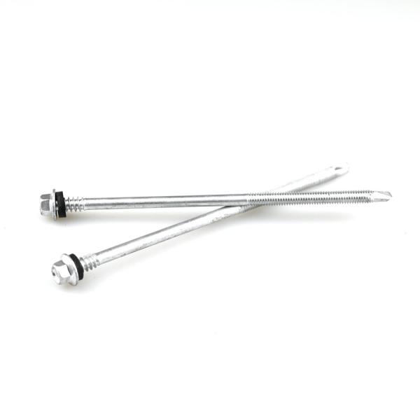 Stainless Steel Bi Metal Hex Flange Head Sandwich Panel 140mm Length Drilling
