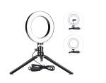 USB Dimmable Ring Led Beauty Light , Desk Makeup Light Live Stream Phone Holder