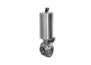 Wholesale Pneumatic Actuated Sanitary Ss Butterfly Valve , Butt - Weld Air Actuated Butterfly Valve from china suppliers