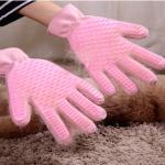 Pink Professional Pet Grooming Gloves Bath Cleaning Glove For Cat / Dog