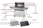 Outdoor Kitchen Stainless Steel 6 Burners temperature gauge Gas BBQ Grill
