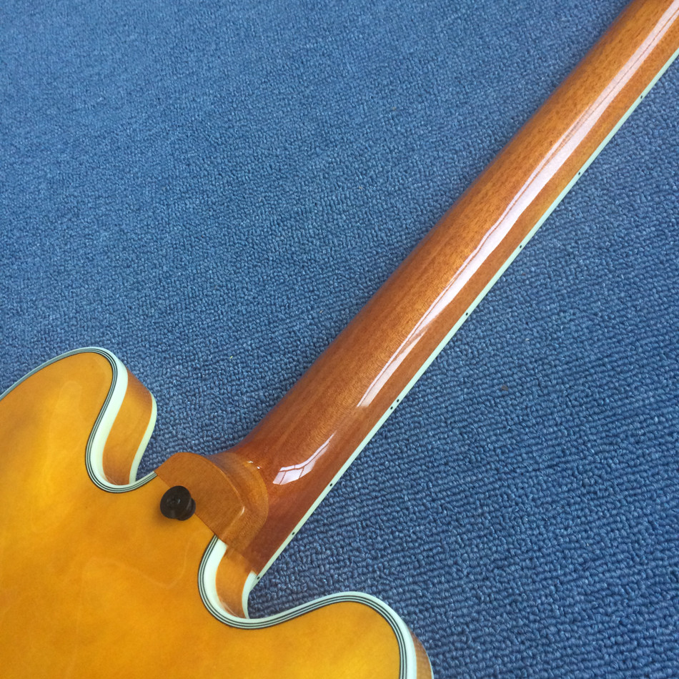 Hollow body jazz guitar,Flame Maple Top,Ebony Fingerboard,double F holes jazz electric guitar