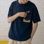 Boy / Mens Trendy T Shirts Patchwork Pattern Short Sleeve Fabric Weight 180