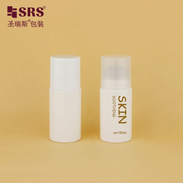 PET30-50ML White PET Roll On Bottle With Screw Cap and Big Steel Roller Ball