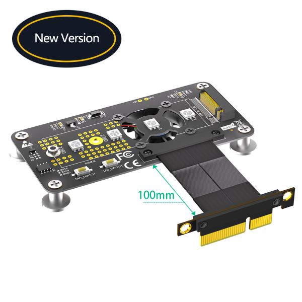 PCI Express PCI-E 3.0 4X to NGFF M.2 2280 M2 NVME SSD Converter Adapter Card Cooling Fan + High Speed Extension Cable 100MM