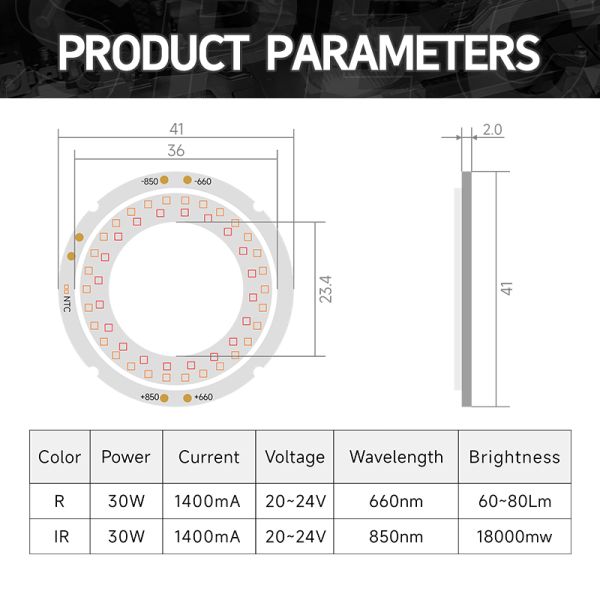 4136RIR COB LED Chip 60W Dual 660nm 850nm Therapy Light