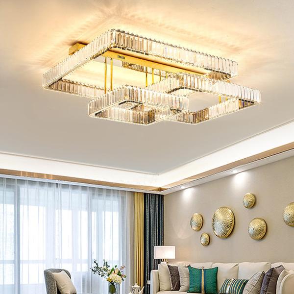 Luxury Living Room Smart Led Chandelier Modern Hall Glossy K9 Crystal Ceiling