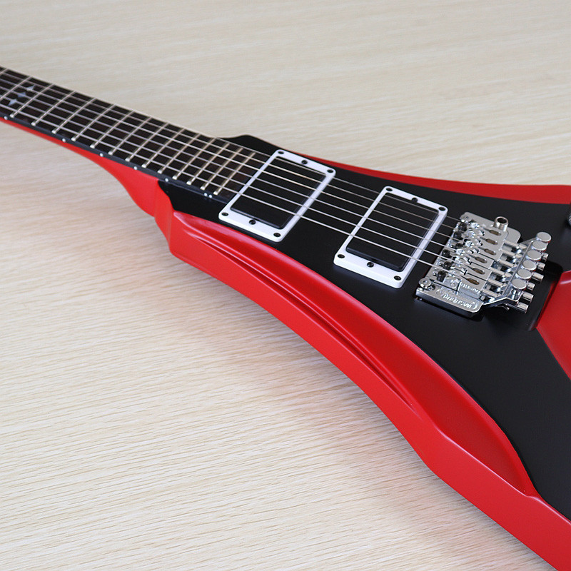 6 Strings Guitar 39 Inch V Shape Electric Guitar Neck Through Active Guitar Mahogany Wood Body Matte Pink Green Black Re