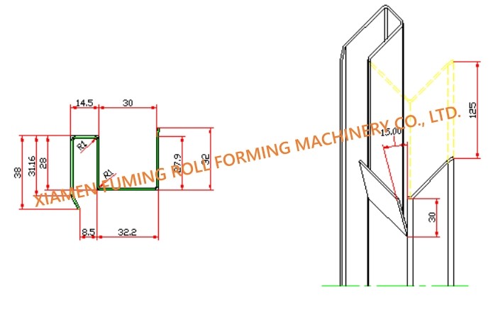 Profile Track Roll Forming Machine 7.5KW Track Roll Former Customized