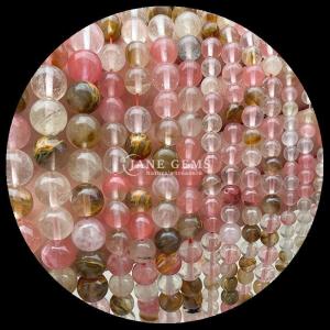 Wholesale Polished Gemstone Round Cut Fire Quartz Golden Rutilated Quartz Bead Strands for DIY Jewelry Making from china suppliers