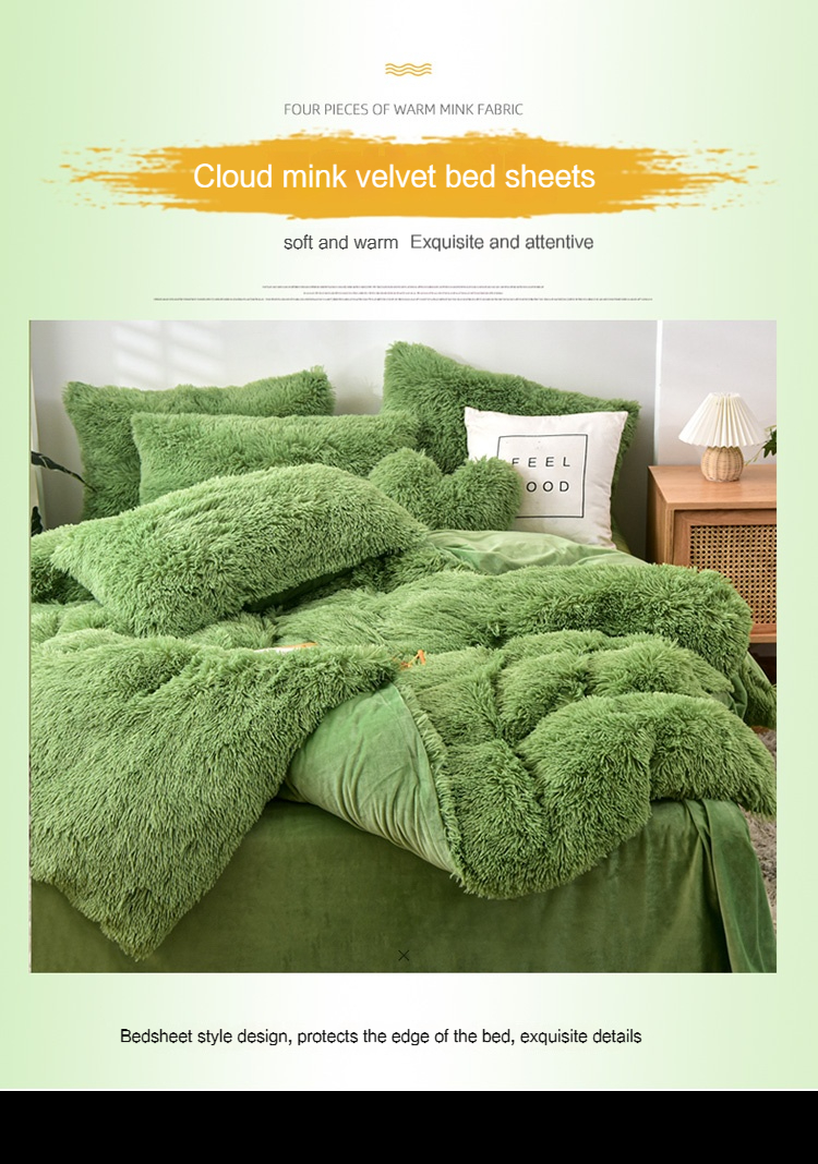 Customizable Modern Style Rainbow Color Faux Fur Velvet Fluffy Plush Soft Bedding Set