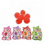 Ball Shape Chewing Gummy Sweets Red Color Fruit Flavored Packed In Cat Pattern
