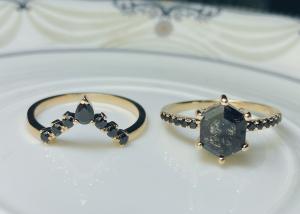 Wholesale Hexagon Black Moissanite Engagement Ring , 0.78ct 19pcs Lab Created Moissanite Engagement Rings from china suppliers