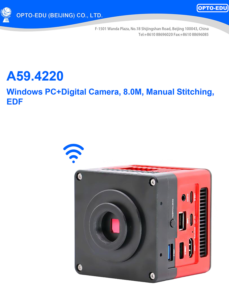 OPTO-EDU A59.4220 With Windows PC Digital Camera for Microscope 8.0M Manual Stitching EDF
