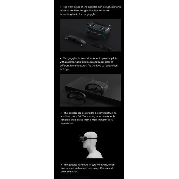 Walksnail HD X 1080P 100FPS Built-in Gyro Bluetooth Wi-Fi Module Avatar Goggles 7-26V FPV Drones Fixed-Wing Security Protection