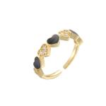 18k Diamond Adjustable Finger Ring Gold Pink Enamel Heart Ring OEM
