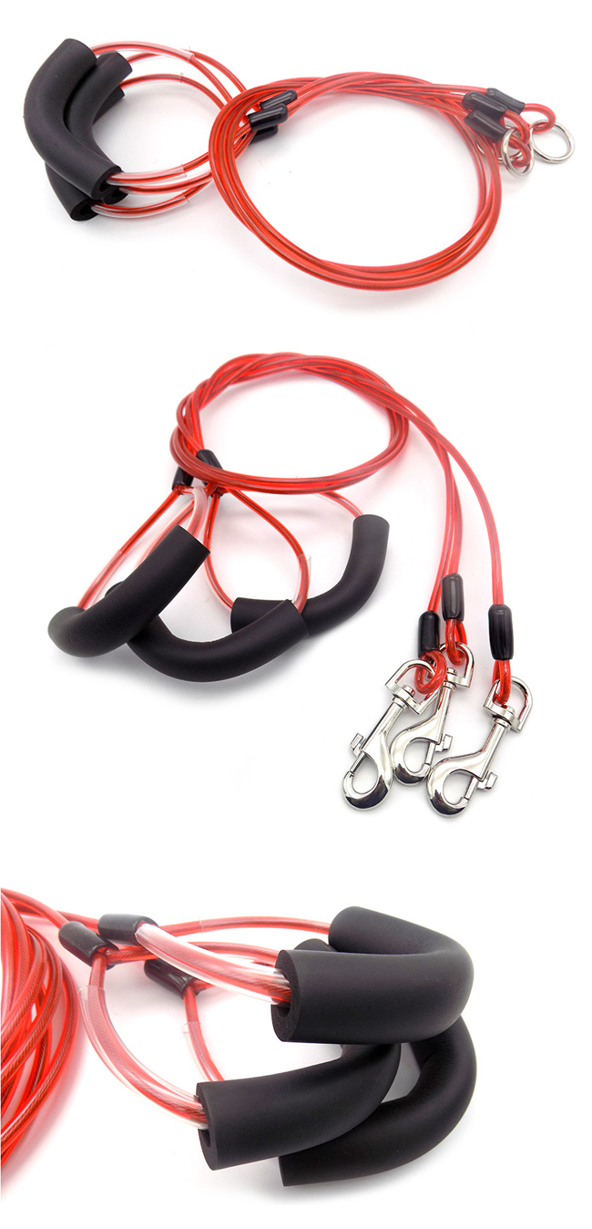 Multifuncional Heavy Duty Wire Dog Leash Pet Collar Rope Strong TPU Coated