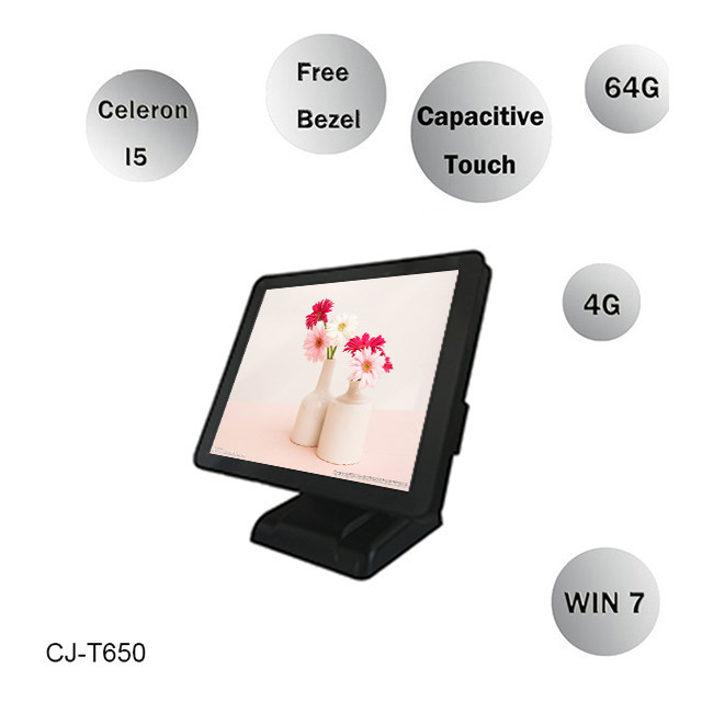 17 Inch Black Color Point Of Sale Systems , 32GB Small Windows Based Pos