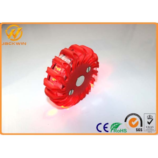 Round Flashing Magentic ED Flare Traffic Warning Lights With Compression