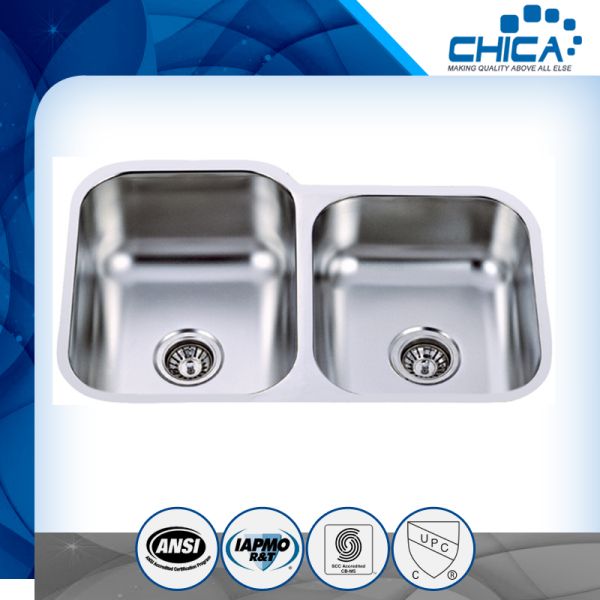 stainless steel kitchen sink with 60/40 for USA market with 18gauge and 16gauge